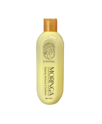 خواص شامپو روغن مورینگا EXONIC : تقویت کننده مو حاوی روغن مورینگا  جلوگیری از ریزش مو  پیشگیری از ایجاد موخوره  لطافت، درخشندگی و حالت پذیری مو  تقویت فولیکول ها و رطوبت رسانی عمقی مو  کمک به حفظ چرخه طبیعی رشد مو از طریق تامین مواد مغذی مو  مناسب انواع مو